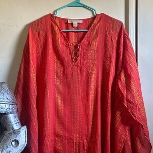 Michael Kors Orange and Gold Tunic Top